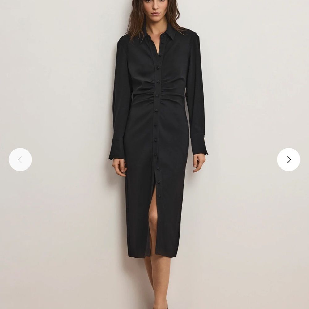 Veronica Beard Loxley Midi Shirtdress Long Sleeve Black